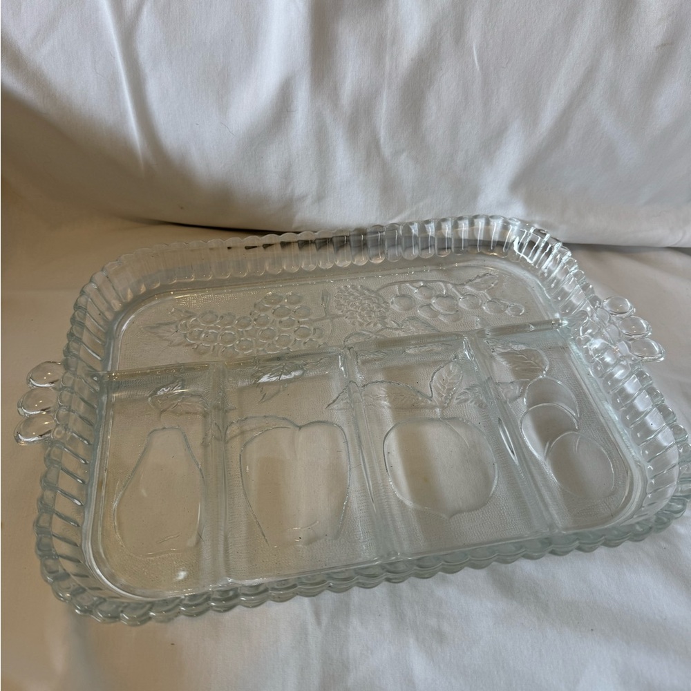 Vintage Indiana Glass 5-part divided relish tray